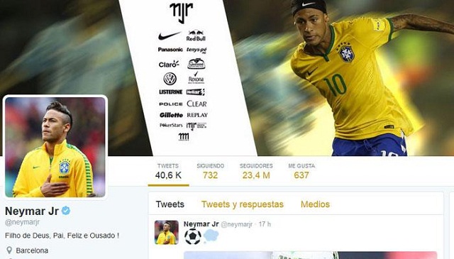 Neymar es el deportista latinoamericano más seguido en Twitter.