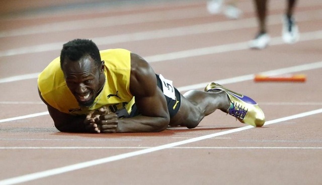 Bolt no pudo terminar su última carrera