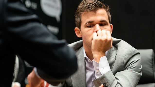 Carlsen no se ha sentido complacido con su juego. Foto: Maria Emelianova/Chess.com