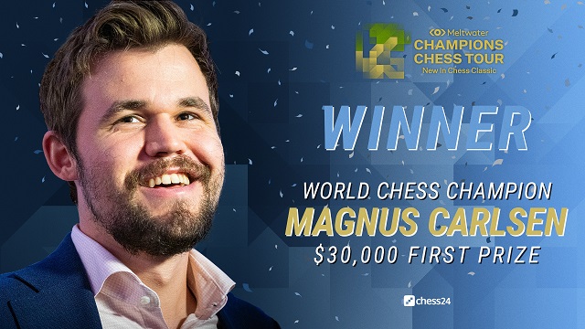 Magnus Carlsen superó a Hikaru Nakamura, en el match por el título del torneo New in Chess Classic, quinta parada del Champions Chess Tour.