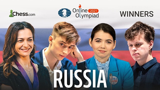 La fortísima selección de Rusia ganó la Olimpiada online de ajedrez 2021, tras superar a Estados Unidos, en los dos matches de la gran final