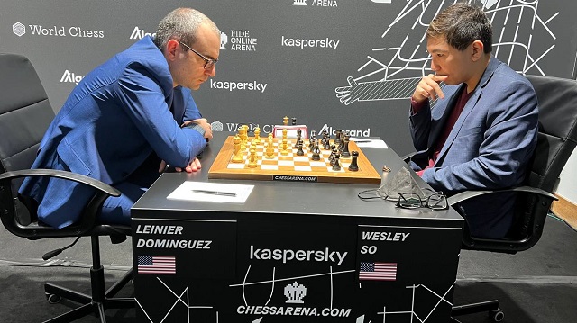 El GM Leinier Domínguez sufrió una costosísima derrota ante Wesley So, en la cuarta ronda del Grand Prix en Berlín. Foto: Tomada de la cuenta en Twitter de WorldChess.