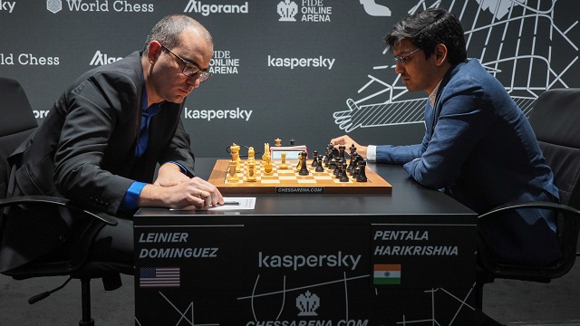 Leinier Domínguez entabló con Harikrishna; mientras, Wesley So venció a Shirov, por lo que ambos jugadores están igualados en ek grupo D, del Grand Prix, en Berlín. Foto: tomada de la cuenta en Twitter de la FIDE.