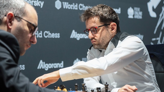 El GM Leinier Domínguez entabló la segunda partida del match ante Levon Aronian y no pudo avanzar a la final del Grand Prix, en Berlín. Foto: Tomada de la cuenta en Twitter de WorldChess