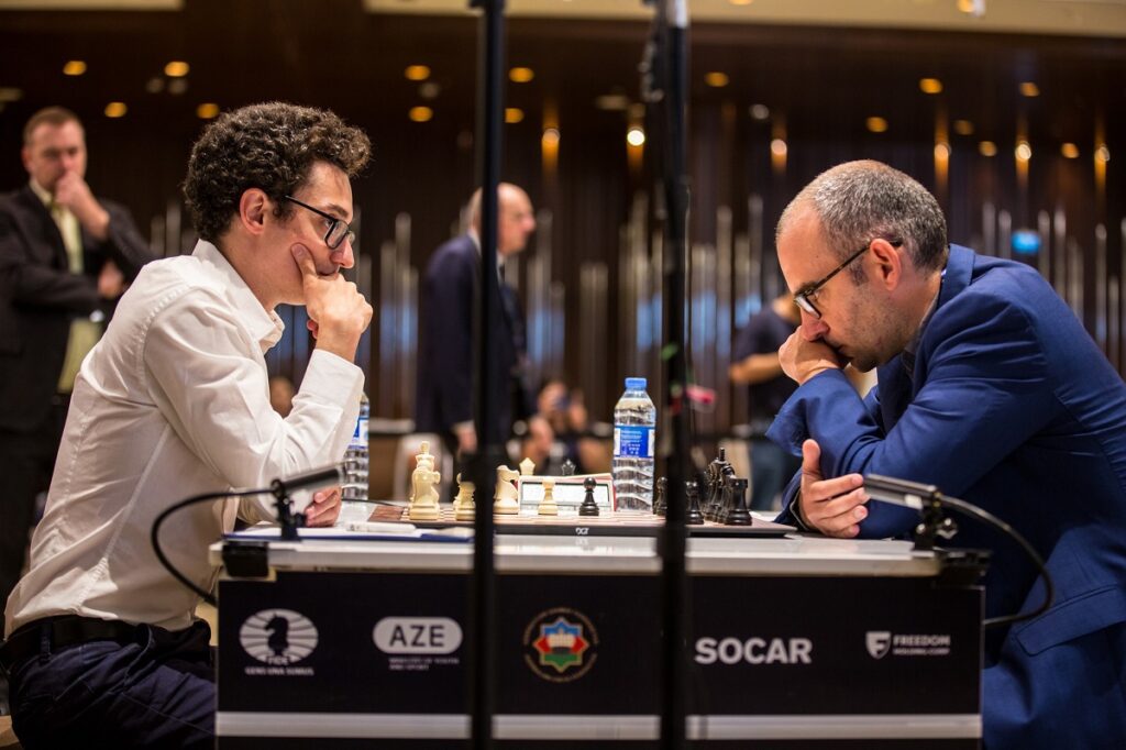Leinier Domínguez vs. Fabiano Caruana en la Copa Mundial de ajedrez Bakú 2023