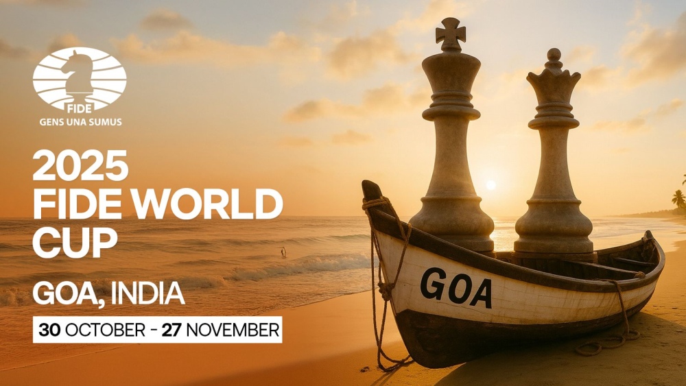 La Copa Mundial de la FIDE se celebrará, entre el 30 de octubre y el 27 de noviembre, en Goa, India. El evento repartirá 2 millones de dólares en premios y otorgará 3 boletos al Torneo de Candidatos 2026